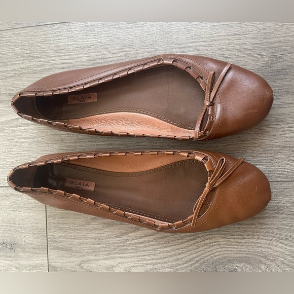 Alaia Brown Leather Flats with Bow size 8 1/2 vintage - Picture 6 of 6